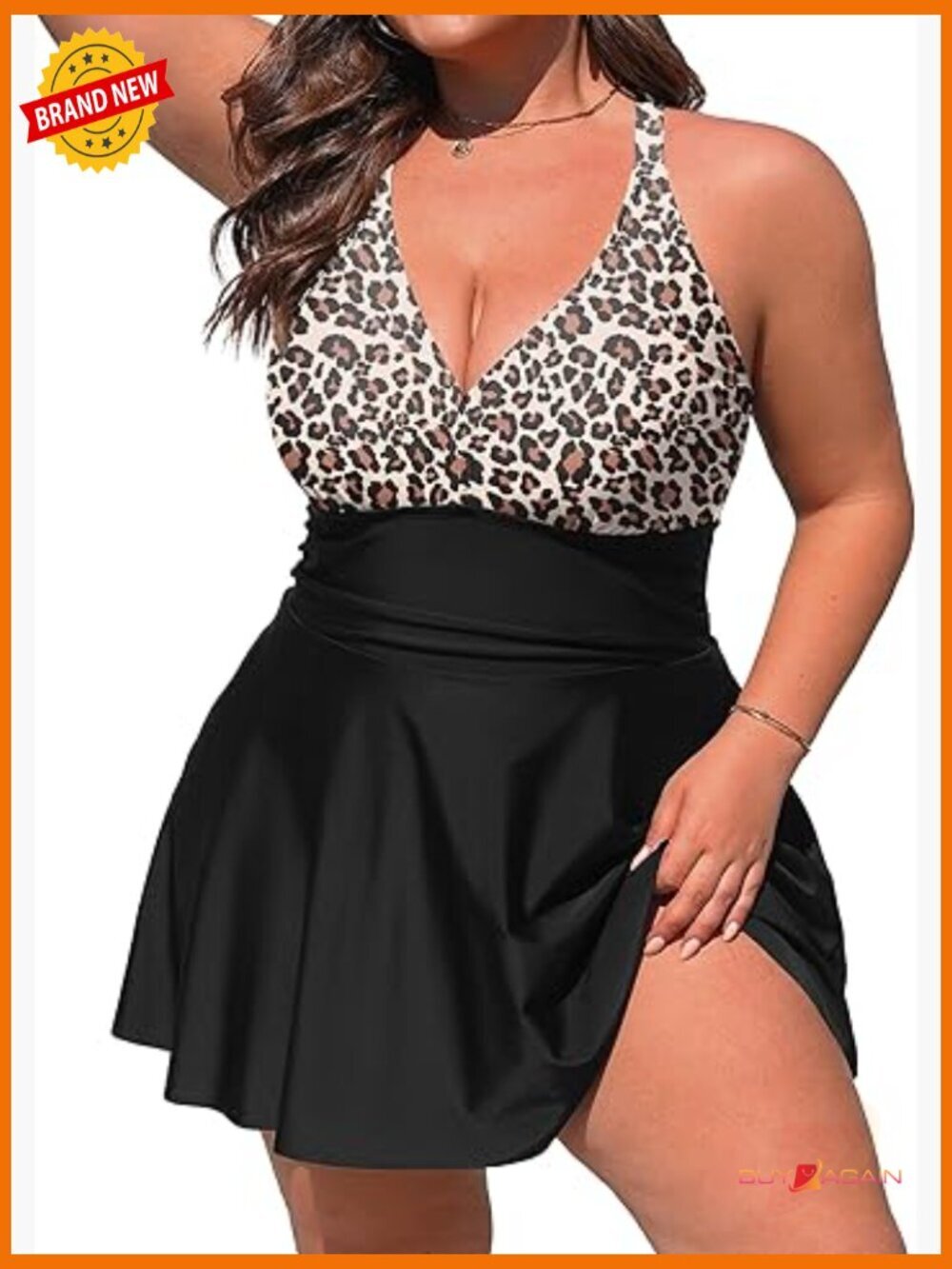 Women's Plus Size One Piece Swimsuit with Side Pockets Tummy Control Push Up V